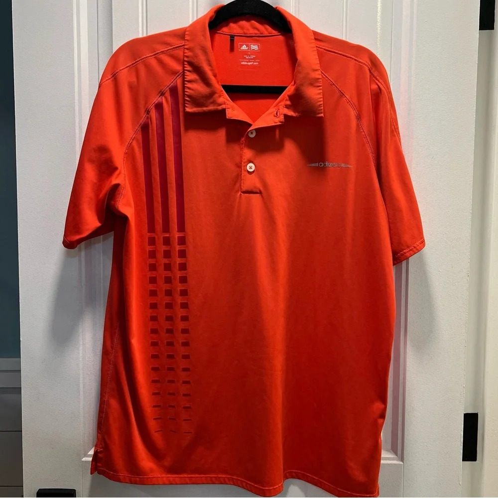 Adidas Golf adizero Orange Men's Short Sleeve‎ Polo Shirt. Size Large.
